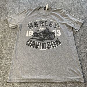 Harley Davidson Shirt Women’s Medium Michigan Zips Mackinaw City Gray Dbl Sided